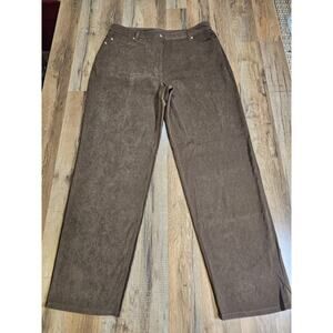 Chadwick's Faux Leather Suede‎ Wide Leg Straight Pants Women's Size 16 Brown